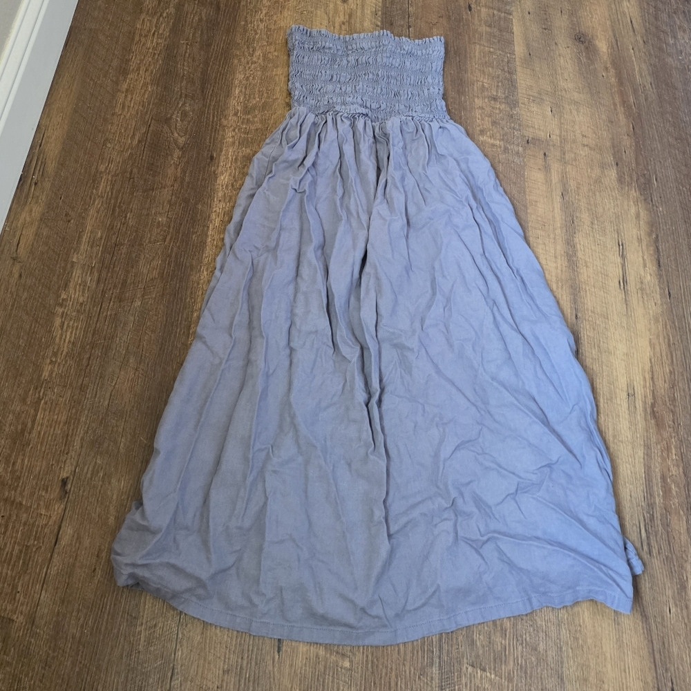 Blue Lavender Smocked Maxi Skirt with Full Flowing Silhouette Forever 21